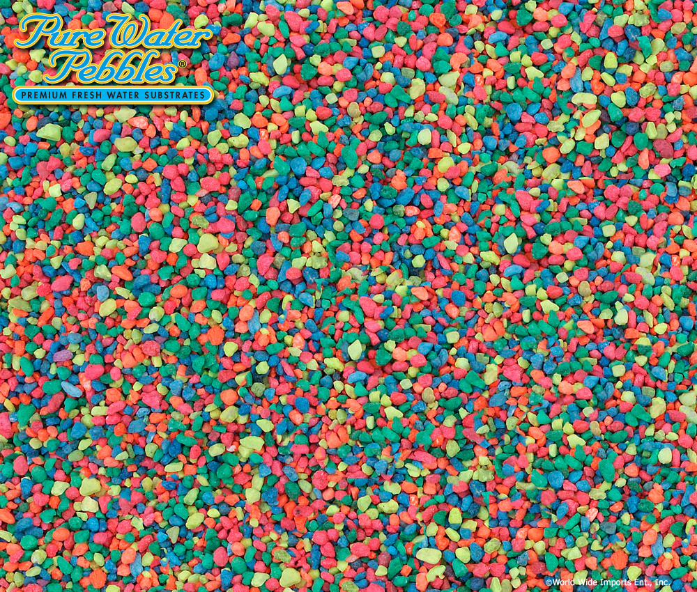 Neon Rainbow Aquarium Gravel by Pure Water Pebbles® – UPC: #029904703015 -  UPC: #029904703053 - UPC: #029904703022